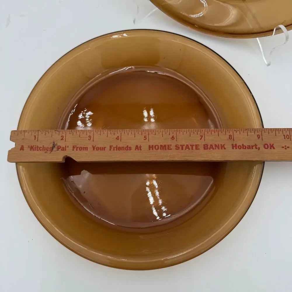 Vintage Anchor Hocking Harvest Amber Pie Plates Set of 2